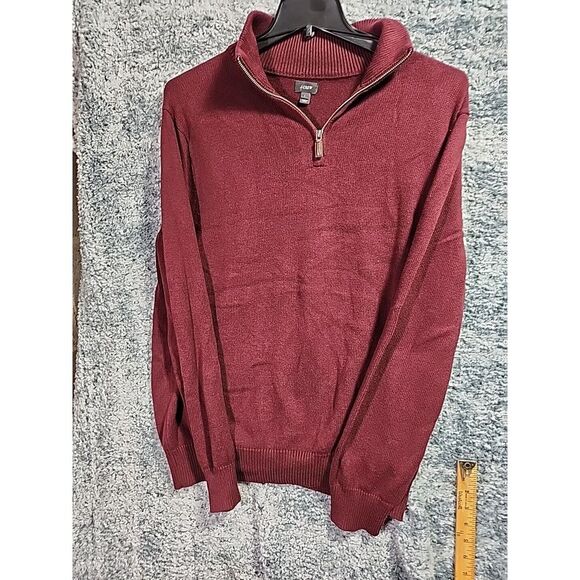 J Crew Sweater Mens‎ Large Maroon 1/4 Zip Pullover Cotton Knit Minimal Basic - Picture 7 of 16